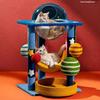 Кошачий игровой комплекс «Звездное небо» с сизалевой когтеточкой и кроватью-капсулой.