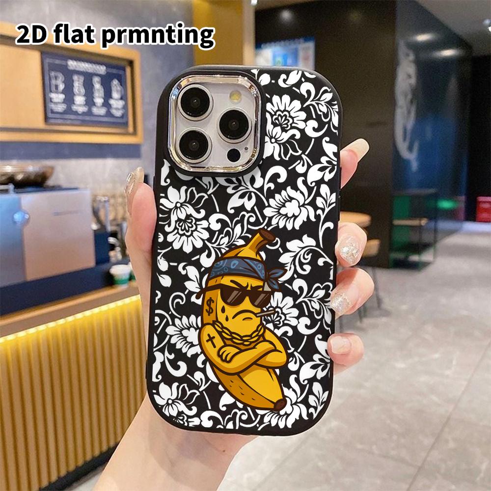 Phone case: 2D flat design suitable for iPhone 18 17 16 15 14 13 Pro protective case, couple style, gangster banana, Christmas and Halloween gifts