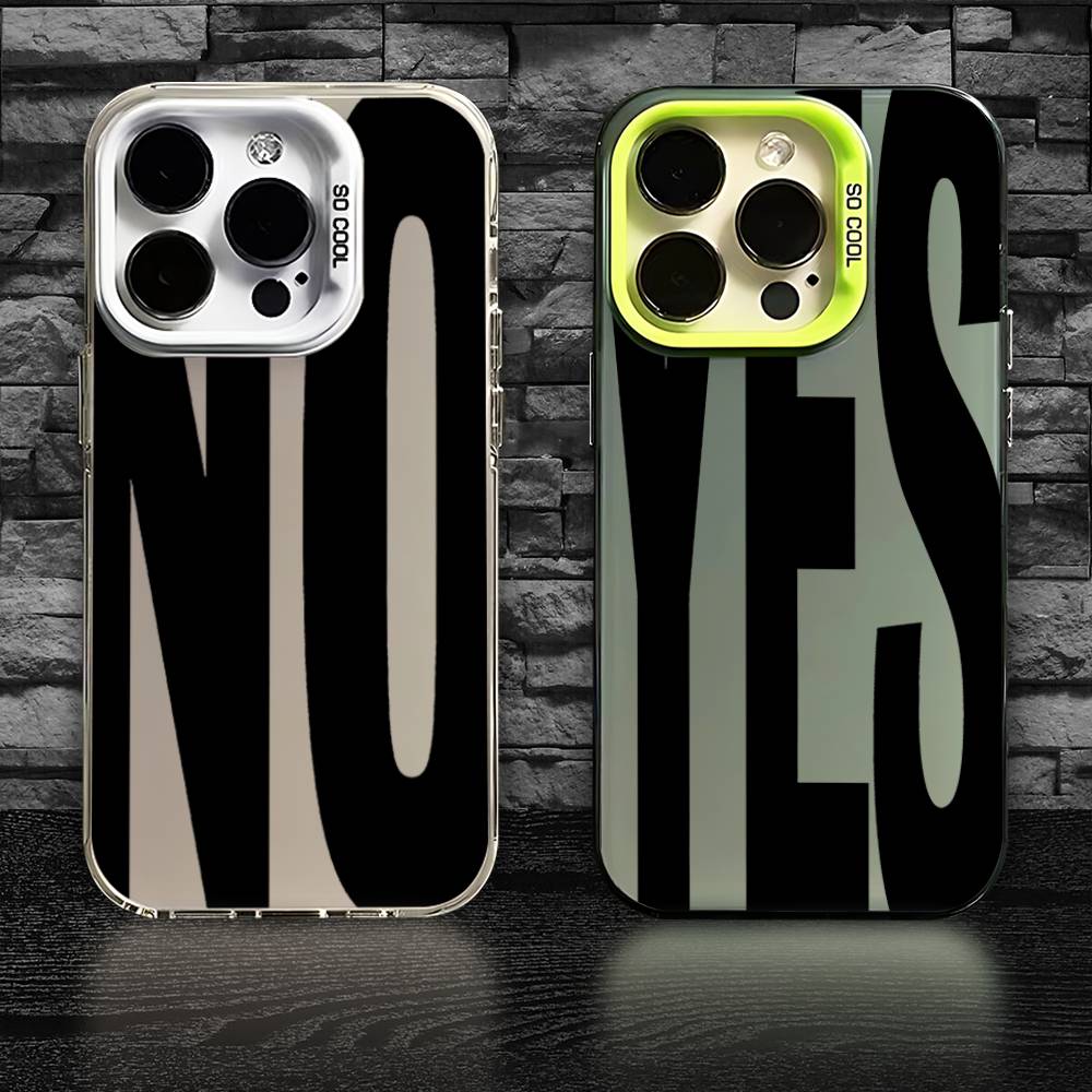 НЕТ и ДА Художественный чехол для телефона для iPhone 16,15,14,13,12,11,Pro,XS,Max,Plus,Mini,SE Цветной Конфетный Матовый Ударопрочный чехол