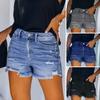 Женские джинсовые шорты с рваными краями и несколькими карманами, сплошной цвет, застежка-молния на пуговицах