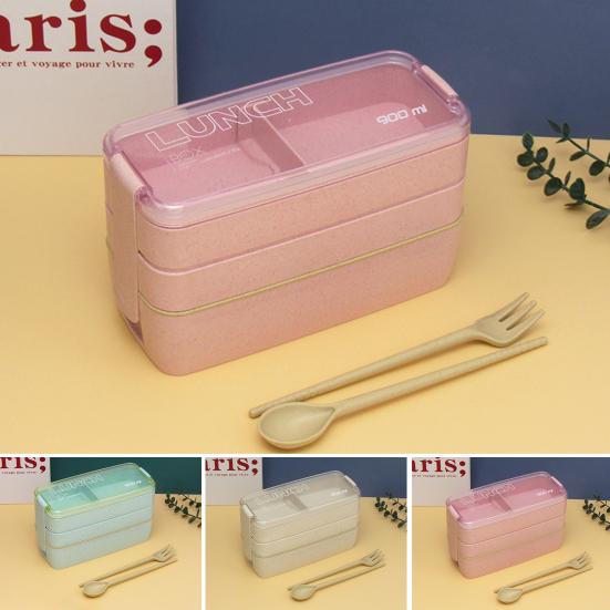 Коробка для завтрака, трехслойная, большая вместимость, смесь без запаха, большое уплотнение, разделительная тарелка для хранения продуктов