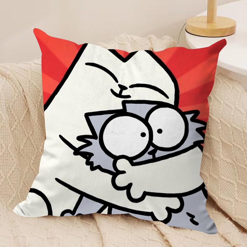 Мультяшная Милая Чехол на Подушку S_Simons Cat Шелковистый Короткий Плюш Двусторонний Печатный Наволочка для Дивана Все Сезоны Домашний Декор Подарок
