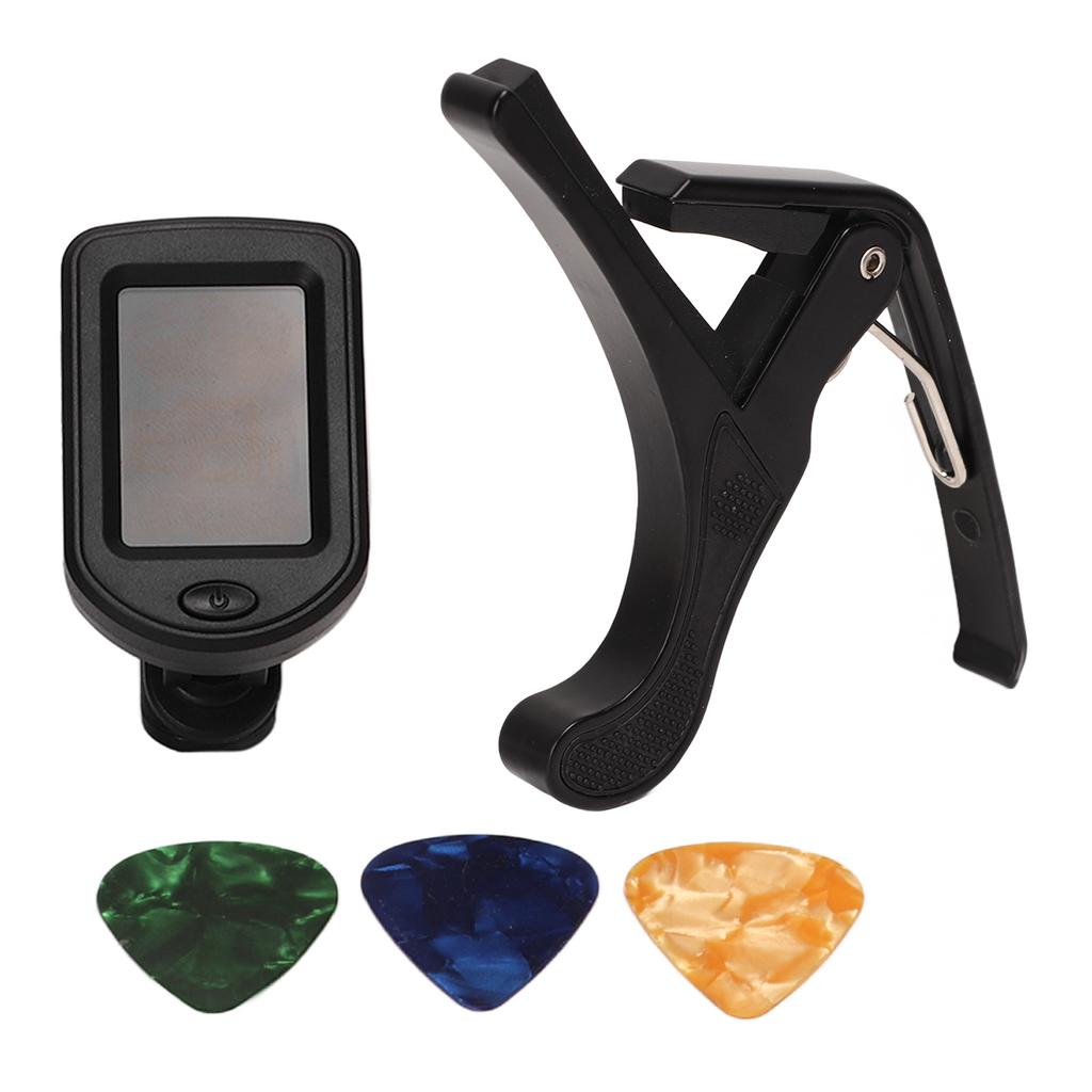 Guitar Capo Pick Tuner Set LED Display Guitar Clear Backlight Reading Accessories Tuner Kit