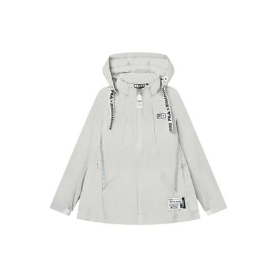 Куртка с капюшоном на скрытой молнии с принтом логотипа Женские куртки Серый F11W233704F-GY