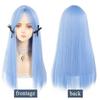 WTB Ледяно-голубой Длинный Прямой Синтетический Парик Женский Элегантный Интеллектуальный Пойнт Челка Весь Длинный Прямой Парик