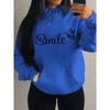 Smile Font Language Butterfly Pattern Hoody For Women Sport Pocket Clothing Cute Multicolor Streetwear Autumn Fashion Hoodies