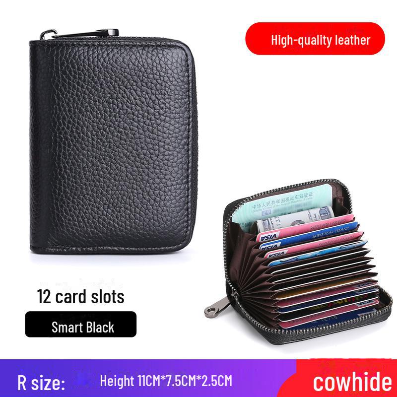 Мужской и женский тонкий держатель карт из натуральной кожи с большой емкостью и защитой от размагничивания