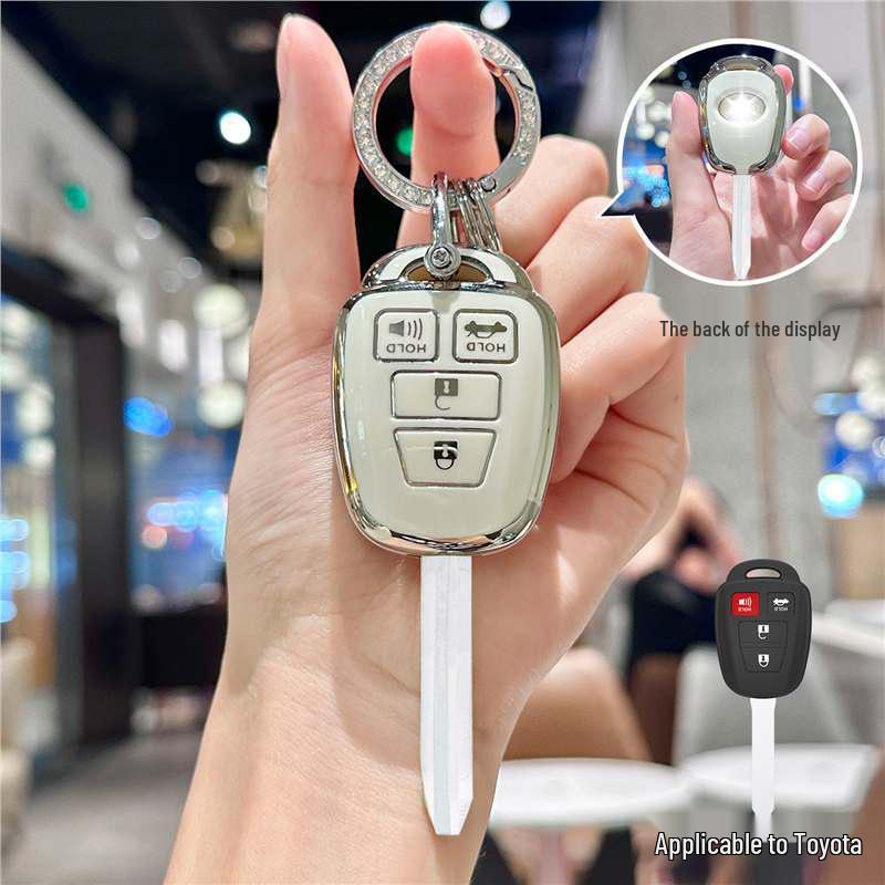 Silver Edge Key Case for Toyota Models: Corolla, RAV4, Camry, Vios, Highlander