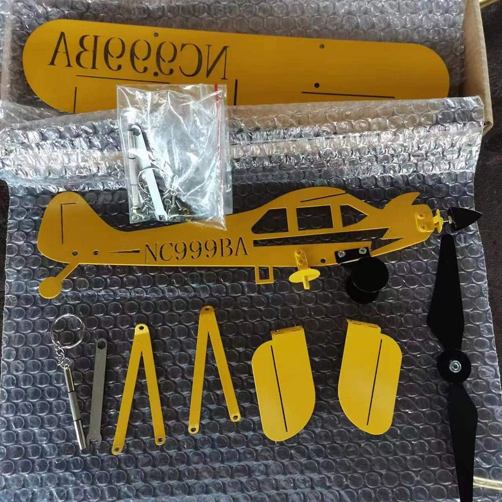 Metal 3D Windmill Wind Direction Compass Airplane Weathervane Garden Decoration Weather Vane