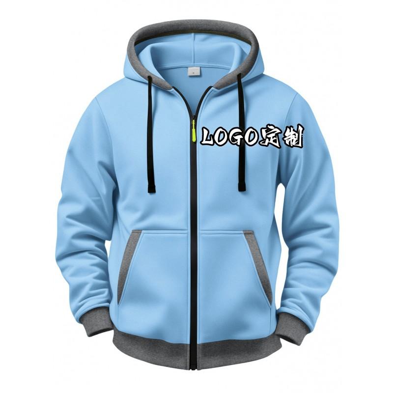 Mens Hooded Zip-Up Sweatshirt Teens Adults Thickened Casual Long Sleeve Pullover In Solid Colors Fall Winter Wear