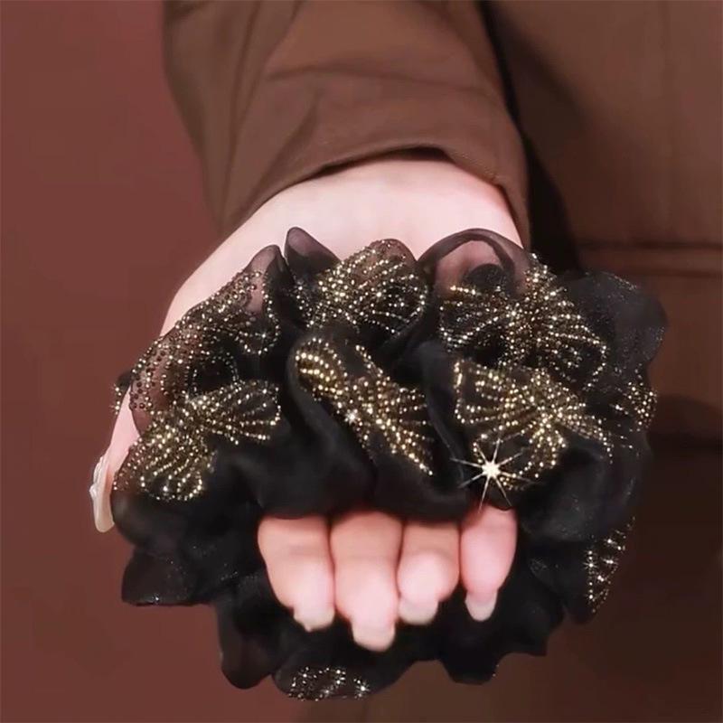 Элегантная сетчатая резинка для волос со сверкающими стразами, высококлассный роскошный аксессуар для волос для женщин, стиль 2025