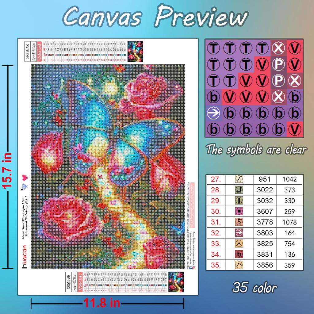 HuaCan Алмазная картина DIY Kit Бабочка Картина Полный круглый дрель Мозаика Цветы Картины Вышивка Домашний декор