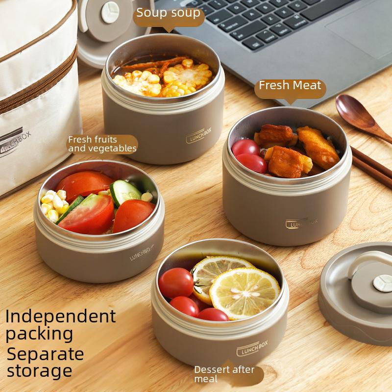 Многослойный изолированный ланч-бокс из нержавеющей стали 304 для офиса и студентов