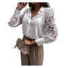 Splicing Design Long Sleeve Lapel Collar Shirt Tops Single Breasted Loose Fit Solid Color Shirt