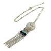 [N8173] - Silver Turquoise 'Altai' Designer Necklace