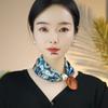 Beaded Magnetic Buckle Clavicle Silk Scarf - Women's Versatile Retro Neckerchief