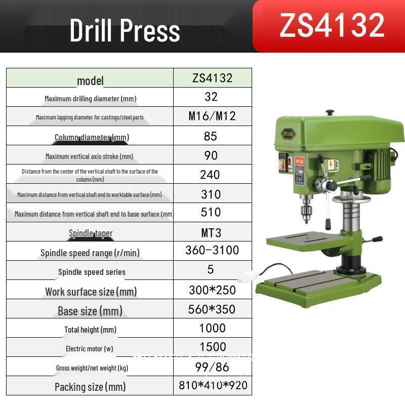 High-Power Industrial Grade Benchtop Drill Press with Integrated Drill and Tap for Precision Small Drilling and Punching