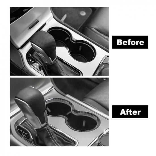 Carbon Fibre Style Cup Holder Cover Trim Bezel For Jeep Grand Cherokee 2011-