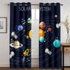 Little Kids Like Cartoon Astronaut Space Planet Curtains Living Room Bedroom Home Decor Shade Curtains 2 Panels