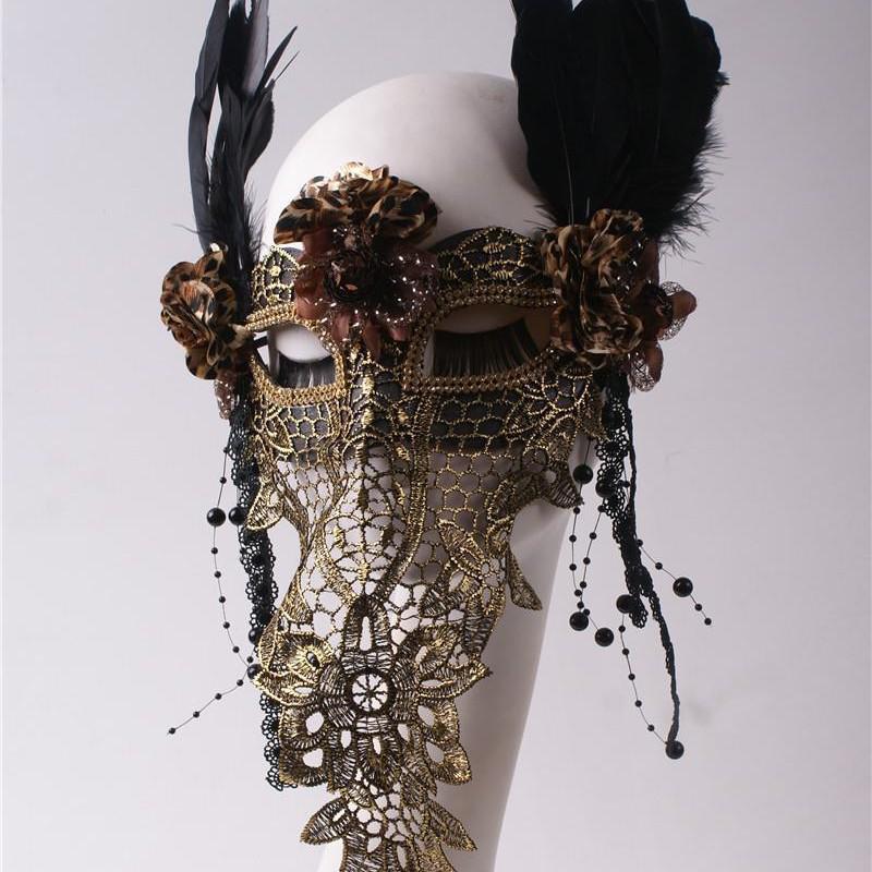 Золотая маска на все лицо на Хэллоуин: Загадочный танцевальный вуаль для взрослых