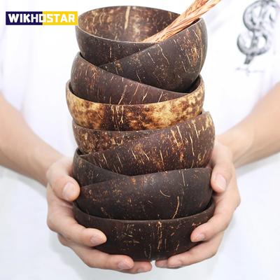 Чаша из натурального кокоса Деревянная посуда Чаша для фруктового салата, лапши и риса Креативная миска из скорлупы кокоса Кухонная декоративная посуда