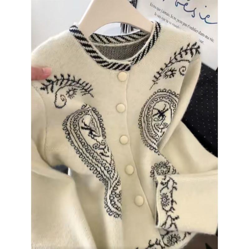 Women S Long Sleeve Knit Cardigan With Embroidery Vintage Sweater