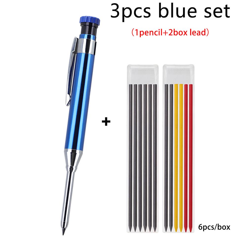 Long Head Nib Deep Hole Woodworking Metal Solid Carpenter Mechanical Pencil Set with Sharpener Construction Marking Scriber Tool