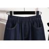 Dimanaf 2025 Plus Size Women Pants Summer Shorts Jeans Short Basic High Waist Solid Pants Elastic Waist Maxi