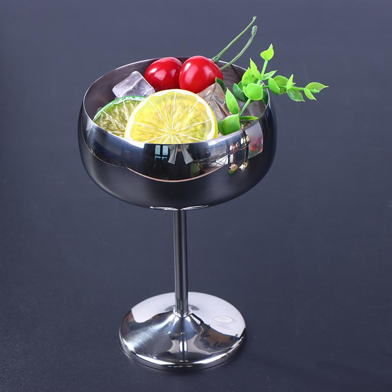 1Pc Stainless Steel Goblet Cocktail 450mL Metal Tall Champagne Glass Unbreakable Red Wine Cup Flute Cup Bar Martini Cup