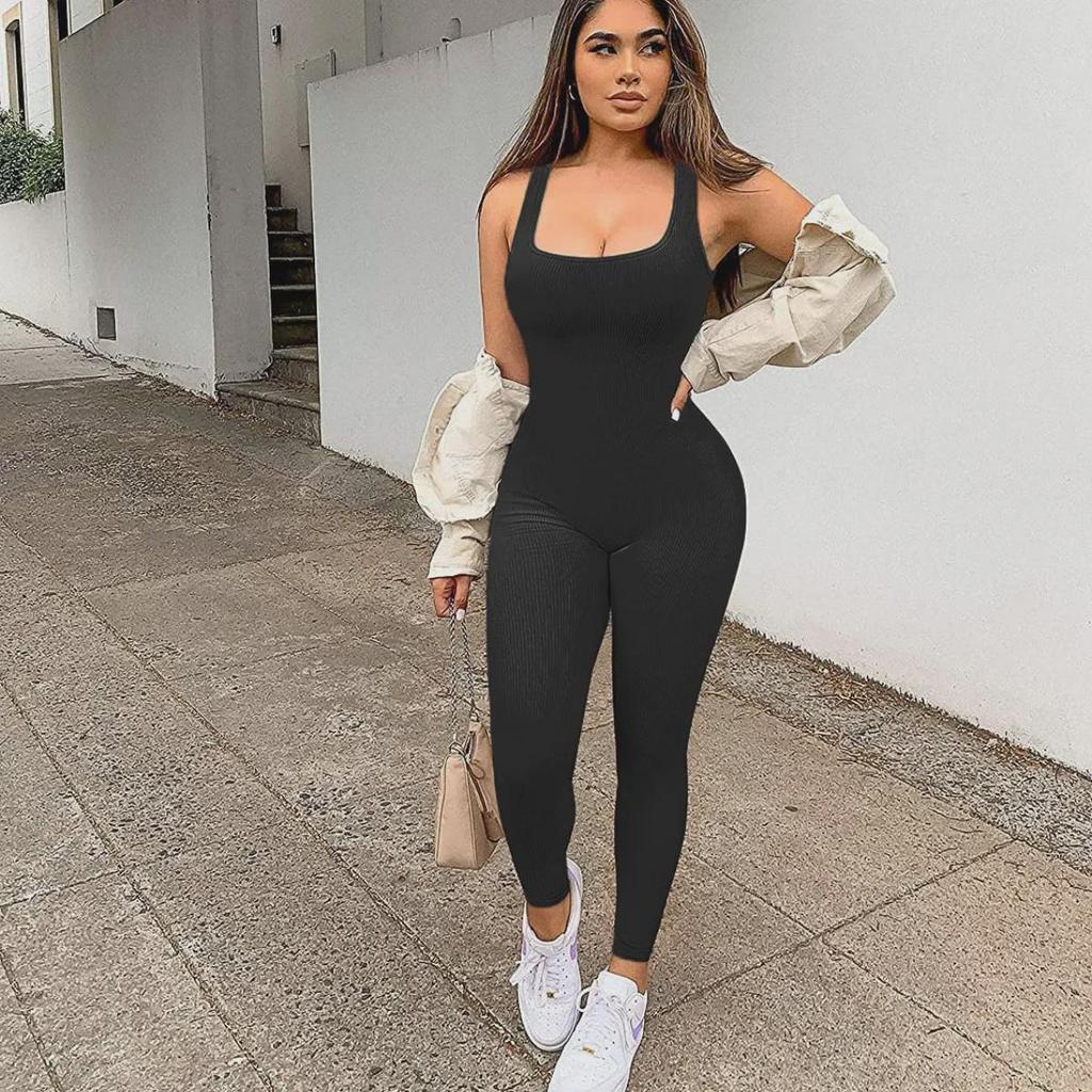 2025 European & American Stylish Basic Camisole Yoga Jumpsuit