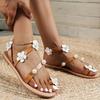 Sandals Women's Summer New Set-toed Flower Beaded Flat-soled Women's Sandals