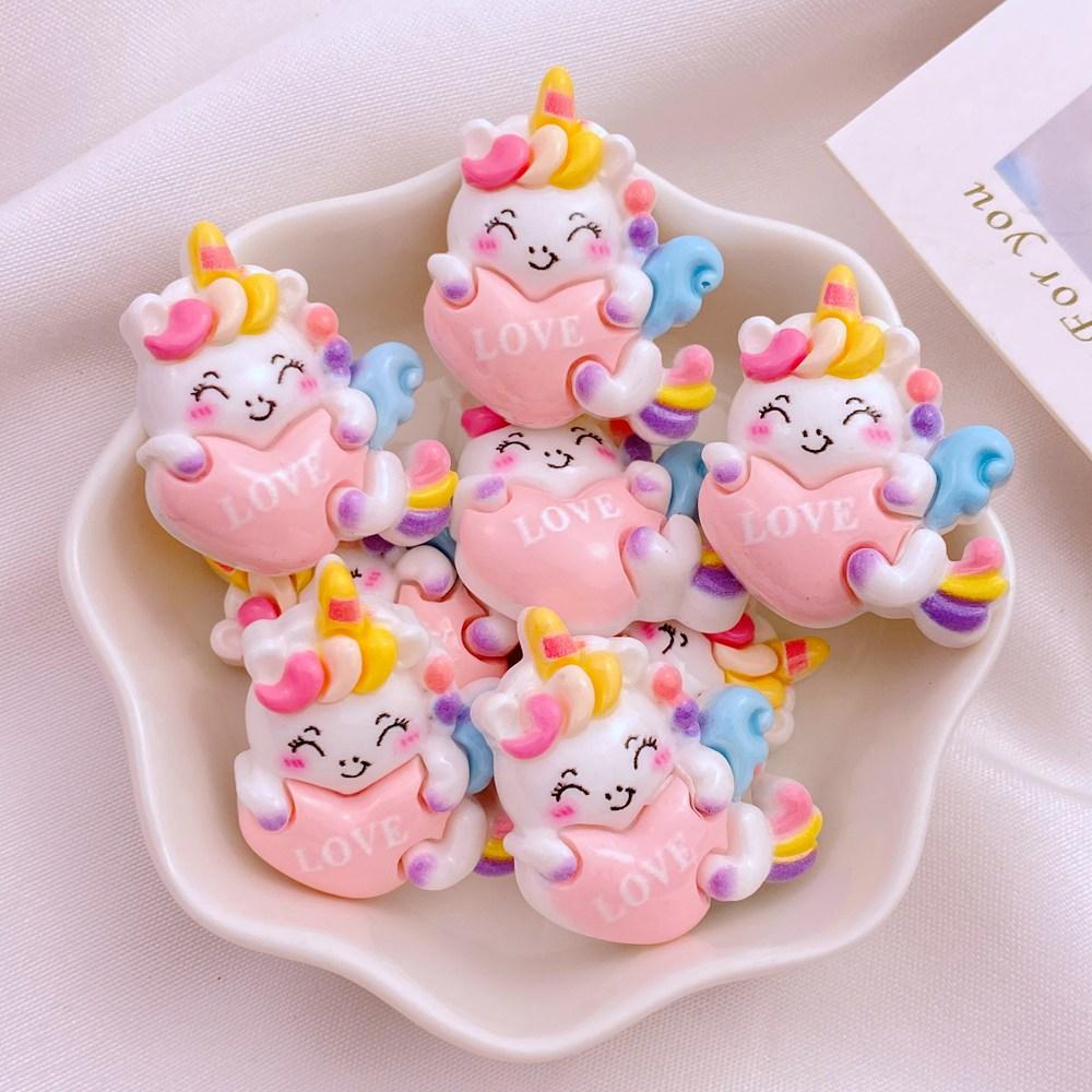 10 шт. Новые Милые Смоляные Мультяшные Медведи Единороги Кролики Серия Тортов Плоская Сторона Маникюрные Детали Украшения Для Заколок Аксессуары
