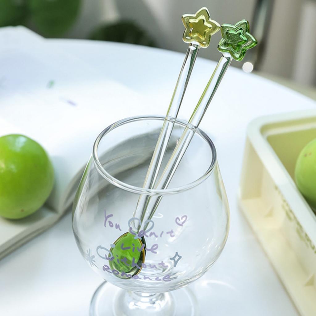 Star Coffee Spoon Colorful Crystal Glass Tea Spoons Long Handle Mixing Round Spoon Dessert Cake Scoops Kitchen Tableware