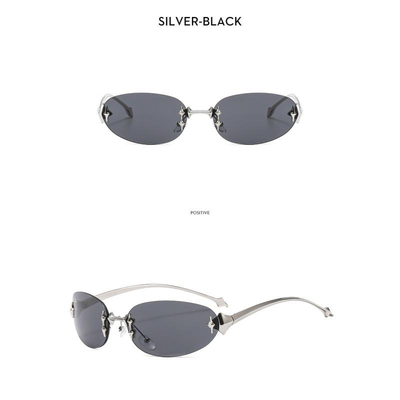 Women's Sunglasses, Star Rimless Sunglasses, Men's and Women's Retro Oval Sunglasses.