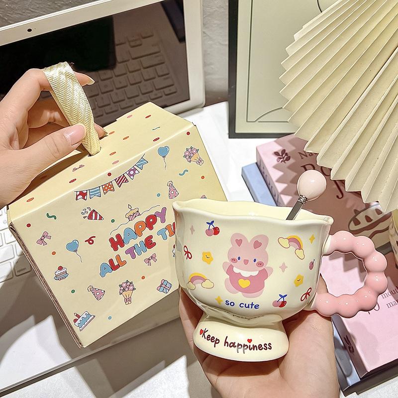 Ins Style Puppy Mug High Looking Cup Ceramic Couple Water Cup for Girls Birthday Gift Souvenir Gift