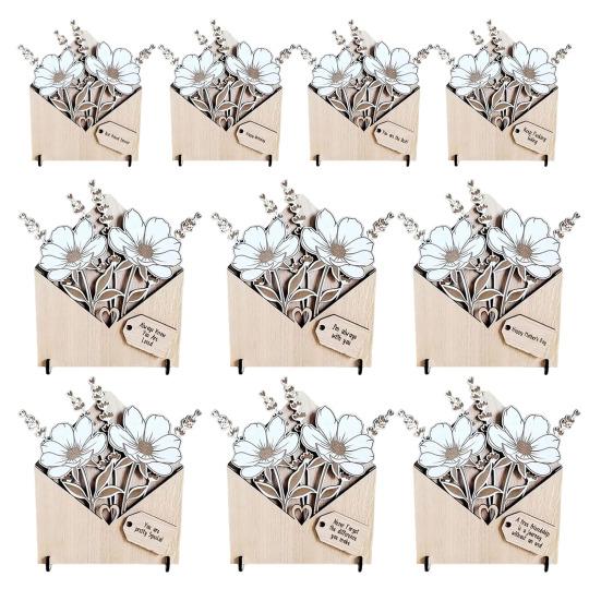 Деревянная цветочная открытка с подставками Экологичный персонализированный конверт Цветочная коробка Подарок на День матери