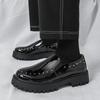 Лакированная кожа мужские туфли Модный минималистичный черно-белый стиль Вечеринка Повседневная офисная работа Уличная обувь Новые