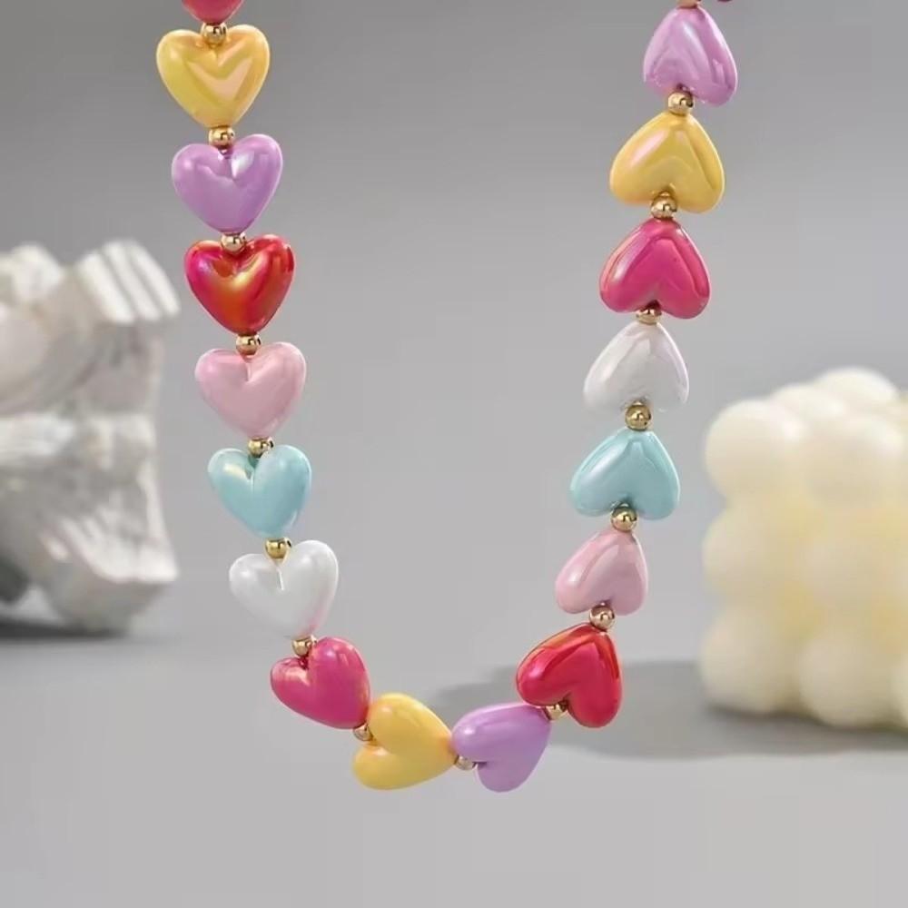 Acrylic Heart Shaped Necklace High-End Women's Jewelry Accessory New Dopamine Love Necklace Gift