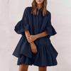 Женское многоярусное платье-бэбидолл с плиссированными рукавами, летнее повседневное свободное мини-платье средней длины для повседневной жизни и пляжных вечеринок