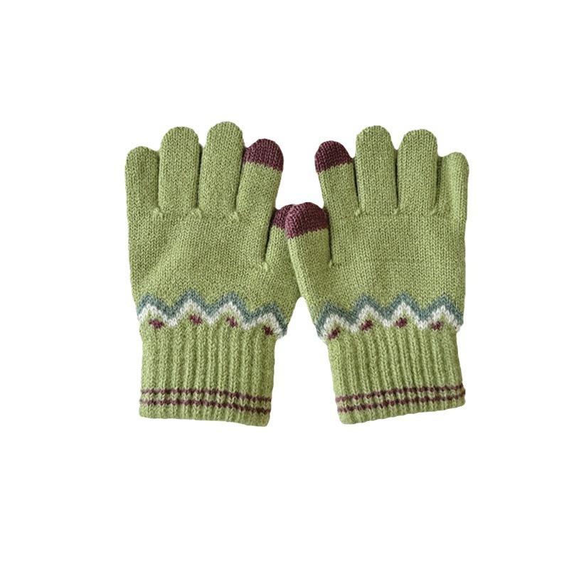 -Year-old Children's Gloves Retro Knitted Gloves Boys and Girls Winter Warm Baby Wool Finger Gloves