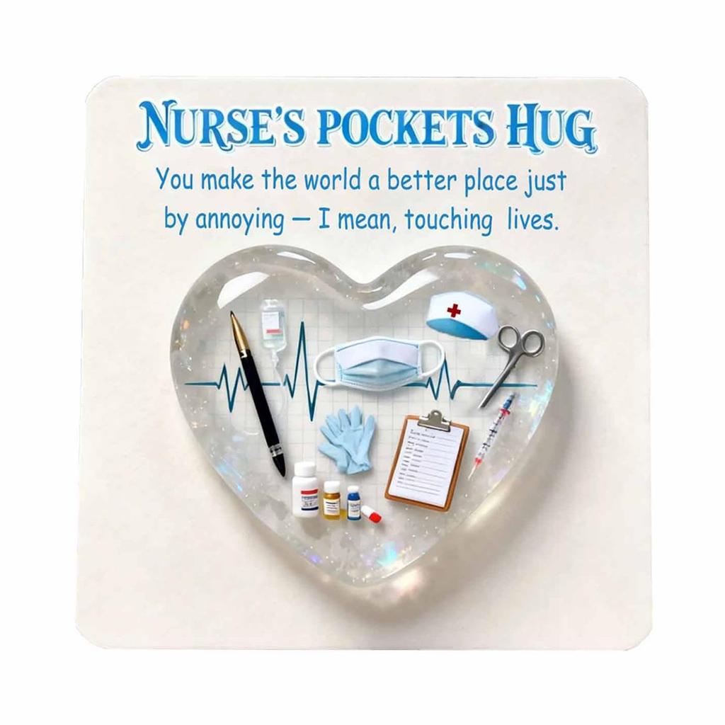 Personalised Transparent Heart Heartwarming Customizable Hug Card Acrylic Materials for Nurses Appreciation
