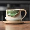 Retro Ceramic Cup Mug Style Simple Afternoon Tea Cup Creative Coarse Pottery Coffee Cup Saucer Set