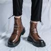 Мужские кожаные туфли на толстой подошве. Модные высокие дизайнерские стили. Для отдыха на природе. Модные вечерние туфли для взрослых. Мотоциклетная обувь 38-45. Популярные