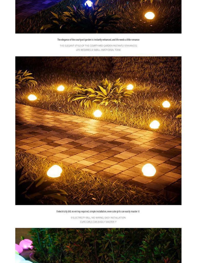 Водонепроницаемый солнечный садовый светильник-галька: Декоративный ландшафтный камень для улицы