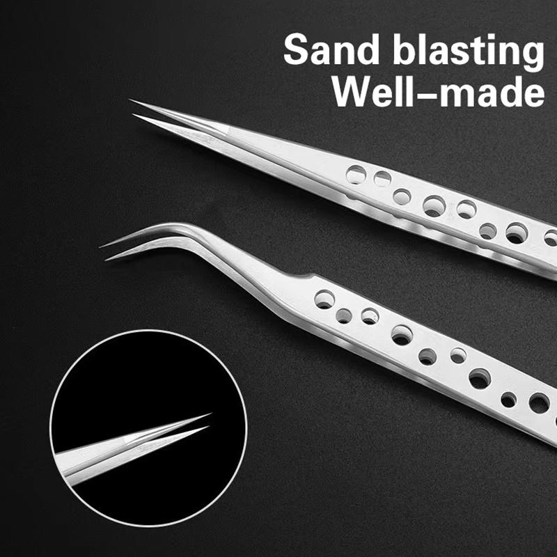 2 шт. Промышленные пинцеты Электроника Антистатические Изогнутые Прямые наконечники Прецизионные Нержавеющие Наборы ручных инструментов для DIY Пинцеты Ремонт телефона