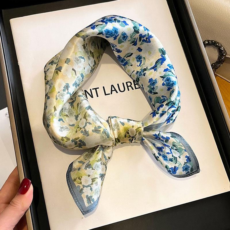 New 100% Natural Real Silk Women Scarf Printed Scarfs Bandana Women Square Scarves Hijab Shawls Warp Neckerchief Female Foulard