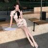Retro Floral Qipao: Young Style Waist-Cinching Slimming Summer Dress