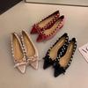 Designer Low Heel Pumps Women Mary Jane Shoes Fashion Rivet Butterfly-knot Shoes  Spring Autumn Wedding Party Shoes