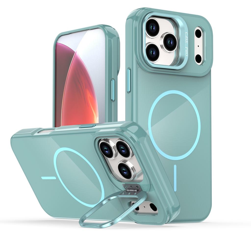 case for iphone 17 16 15 14 13 pro max Lens bracket protective cover magnetic Wireless Charging Shock Proof With Holder plain