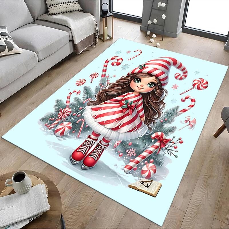 1PC Christmas, Candy Extra Large Non Slip Floor carpet, Office, family, Studio Large Area Rug Indoor Rugs, Bold Statement Piece